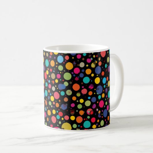 Felle multikleur stippen koffiemok (Voorkant rechts)