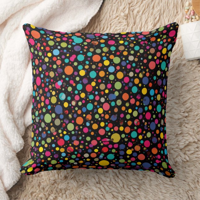 Felle multikleurige polka stippen kussen (Deken)
