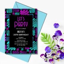 Felle Neon Geometrisch Patroon Zwart 20e Verjaarda