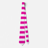 Felle Neon Roze en Witte Streep Stropdas (Voorkant)