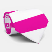 Felle Neon Roze en Witte Streep Stropdas (Opgerold)