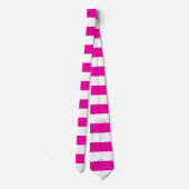Felle Neon Roze en Witte Streep Stropdas (Achterkant)