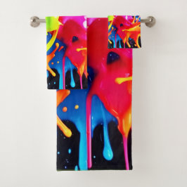 Felle neonspatten in abstracte kunst bad handdoek