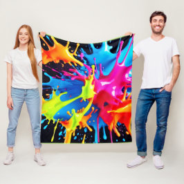 Felle neonspatten in abstracte kunst fleece deken