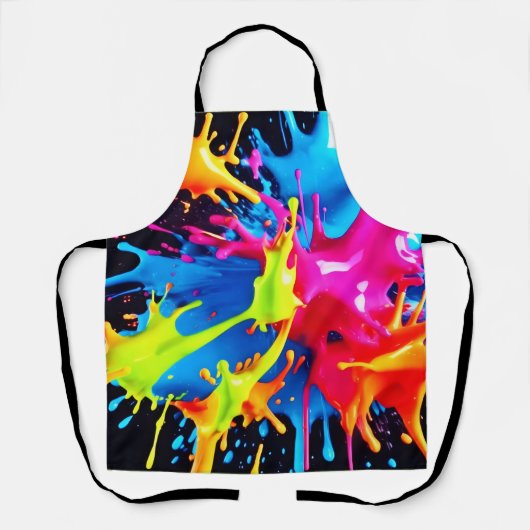 Felle neonspatten in abstracte kunst schort (Voorkant)