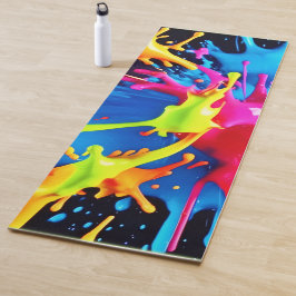 Felle neonspatten in abstracte kunst yogamat