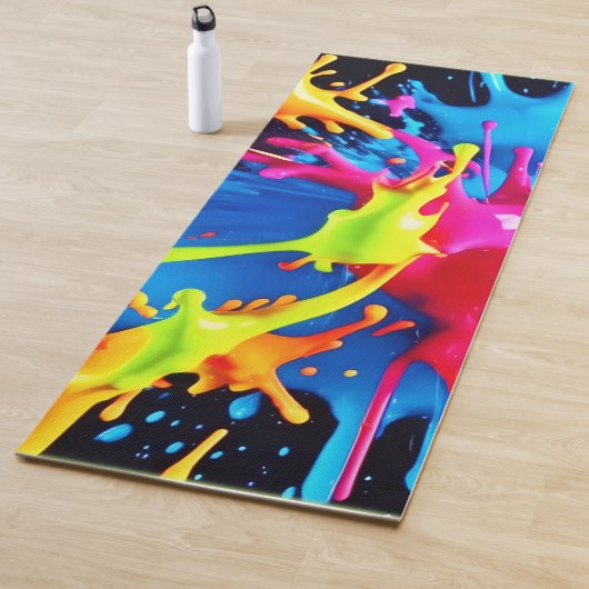 Felle neonspatten in abstracte kunst yogamat (In situ)