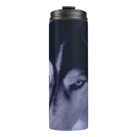 Felle ogen van Siberische Husky Thermosbeker (Voorkant)