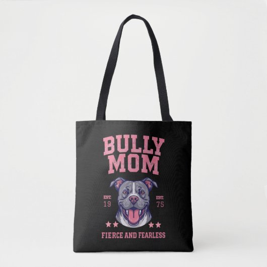 Felle Onverschrokken Bully Hond Moeder | Zwarte Pi Tote Bag (Voorkant)