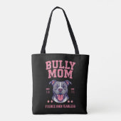 Felle Onverschrokken Bully Hond Moeder | Zwarte Pi Tote Bag (Achterkant)