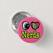 Felle Oog Hart Ik Hou van Nerds Ronde Button 3,2 Cm (Voorkant /achterkant)