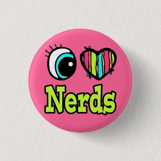 Felle Oog Hart Ik Hou van Nerds Ronde Button 3,2 Cm (Voorkant)
