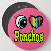 Felle Oog Hart Ik Hou Van Poncho's Ronde Button 6,0 Cm (Voorkant /achterkant)