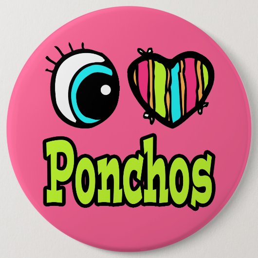 Felle Oog Hart Ik Hou Van Poncho's Ronde Button 6,0 Cm (Voorkant)