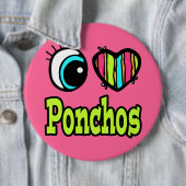 Felle Oog Hart Ik Hou Van Poncho's Ronde Button 6,0 Cm (In situ)