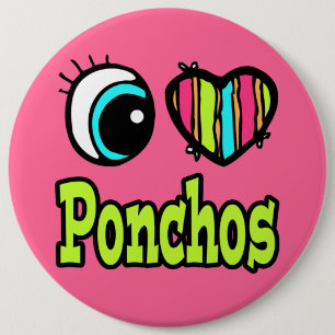 Felle Oog Hart Ik Hou Van Poncho's Ronde Button 6,0 Cm