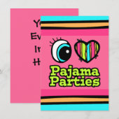 Felle Oog Hart Ik Hou Van Pyjamafeestjes Kaart (Voorkant / Achterkant)