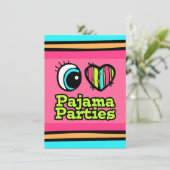 Felle Oog Hart Ik Hou Van Pyjamafeestjes Kaart (Staand voorkant)