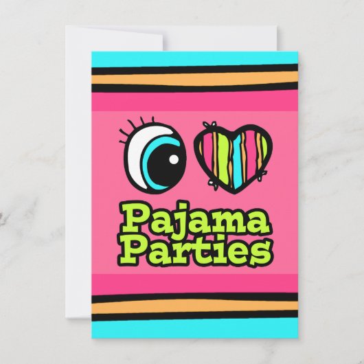 Felle Oog Hart Ik Hou Van Pyjamafeestjes Kaart (Voorkant)
