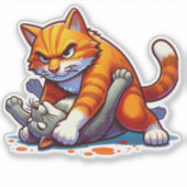 Felle Oranje Cat Grappling Sticker (Voorkant)