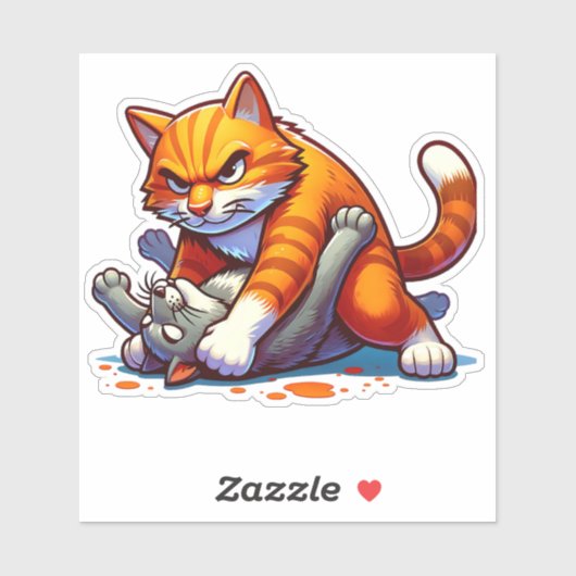 Felle Oranje Cat Grappling Sticker (Vel)