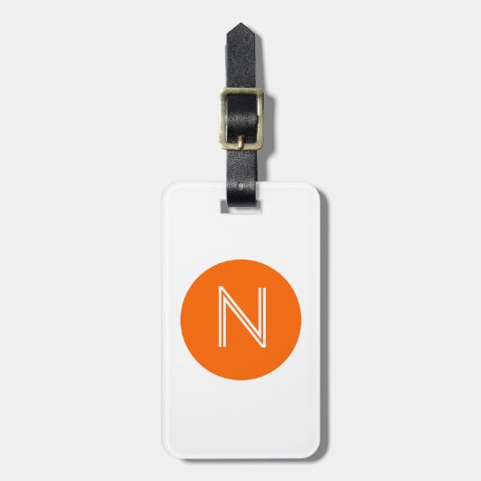 Felle oranje cirkelmonogram bagagelabel (Voorkant verticaal)