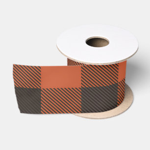 Felle oranje en zwarte ruit satijnen lint