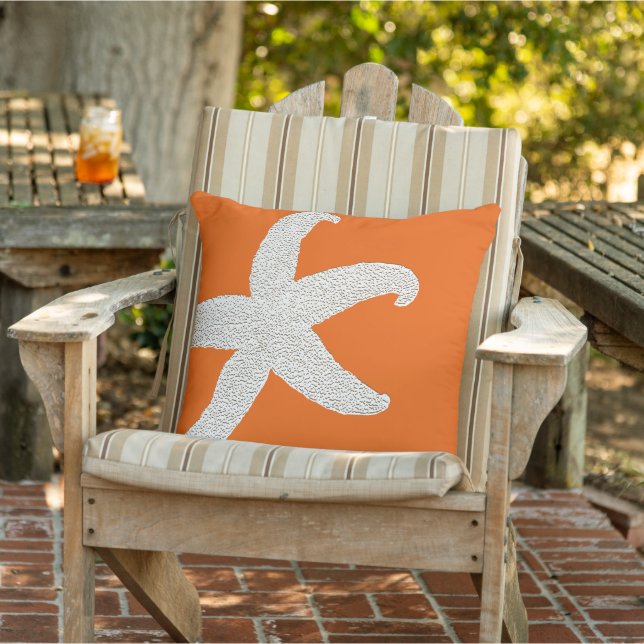 Felle oranje grote zeester decoratieve kussensloop buitenkussen (Stoel)