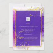 Felle Paarse Roze Gouden Trouw Alcoholinkt Kaart (Achterkant)