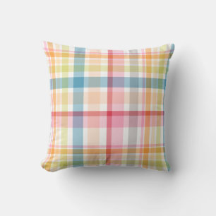 Felle pastel karostof meerkleurige clan tartan kussen