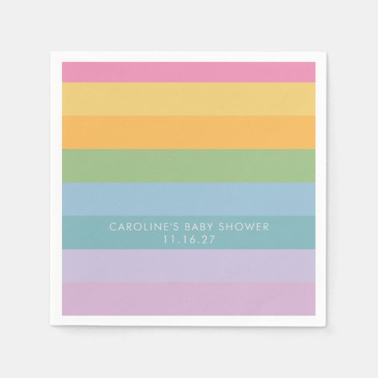 Felle Pastel Streep Paarse Aangepaste Baby Shower Servet (Voorkant)