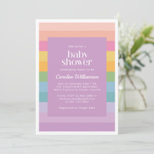 Felle Pastel Streep Regenboog Paars Baby Shower Kaart