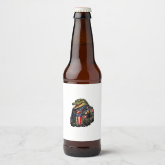 Felle Patriottische Alligator Biker Leren Jas St Bier Etiket