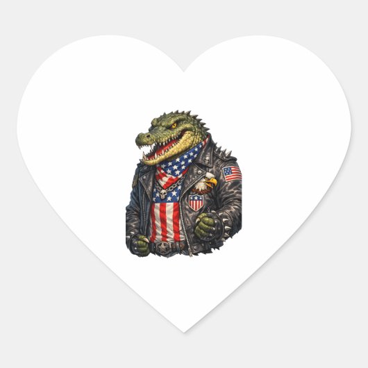 Felle Patriottische Alligator Biker Leren Jas St Hart Sticker (Voorkant)