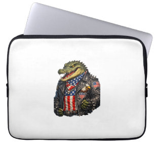 Felle Patriottische Alligator Biker Leren Jas St Laptop Sleeve