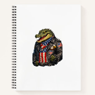 Felle Patriottische Alligator Biker Leren Jas St Notitieboek