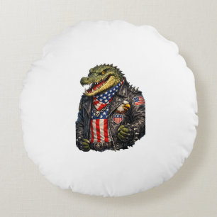 Felle Patriottische Alligator Biker Leren Jas St Rond Kussen