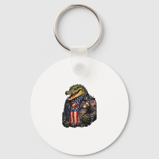 Felle Patriottische Alligator Biker Leren Jas St Sleutelhanger (Voorkant)