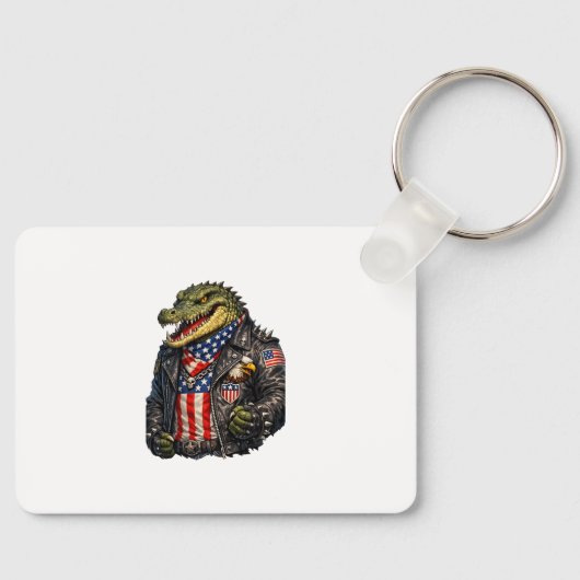 Felle Patriottische Alligator Biker Leren Jas St Sleutelhanger (Voorkant)