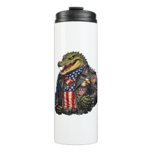 Felle Patriottische Alligator Biker Leren Jas St Thermosbeker