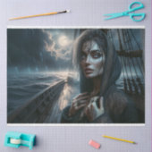 Felle piratenvrouw onder maanverlichte Sky Decoupa Tissuepapier (Craft)