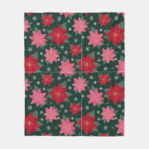 Felle Preppy Kerst Poinsettia's Worpdeken