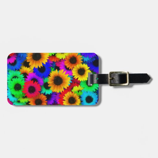 Felle Psychedelische Bloemenkind Hippie Patroon Bagagelabel (Voorkant horizontaal)