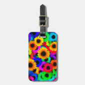 Felle Psychedelische Bloemenkind Hippie Patroon Bagagelabel (Voorkant verticaal)
