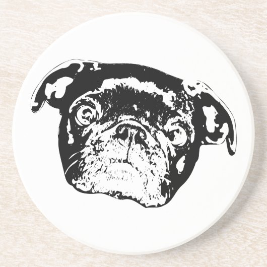 Felle Pugs Verzamel Coaster Zandsteen Onderzetter (Voorkant)