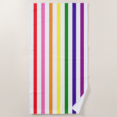 Felle Regenboog en Witte Verticale Strepen Strandlaken (Voorkant)