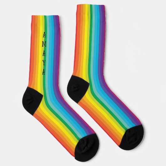 Felle Regenboog Gestreepte Decora Stijl Sokken (Rechts)