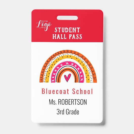 Felle regenboog School docent of student pas Badge (Voorzijde)