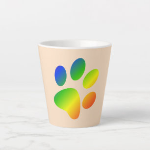 Felle Regenboogkleuren Dierlijke Pootafdruk Latte Mok