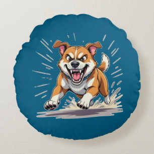 Felle Rennende Hond – Kracht & Beweging Illustrati Rond Kussen
